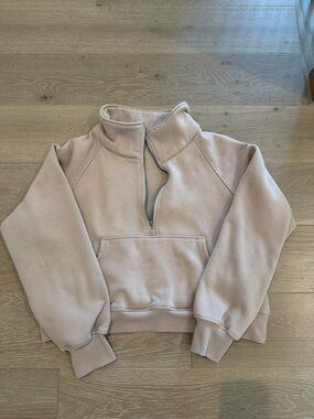 Cropped Scuba Half-Zip Pullover Sweatshirt Size M